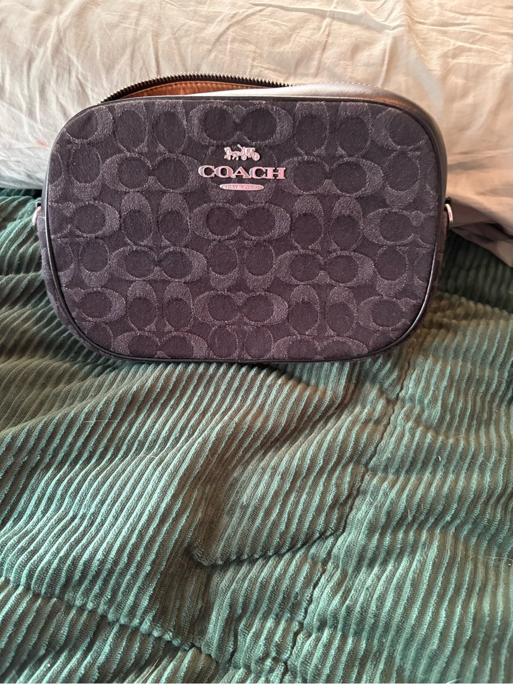 Coach Black Signature Oval Crossbody Bag